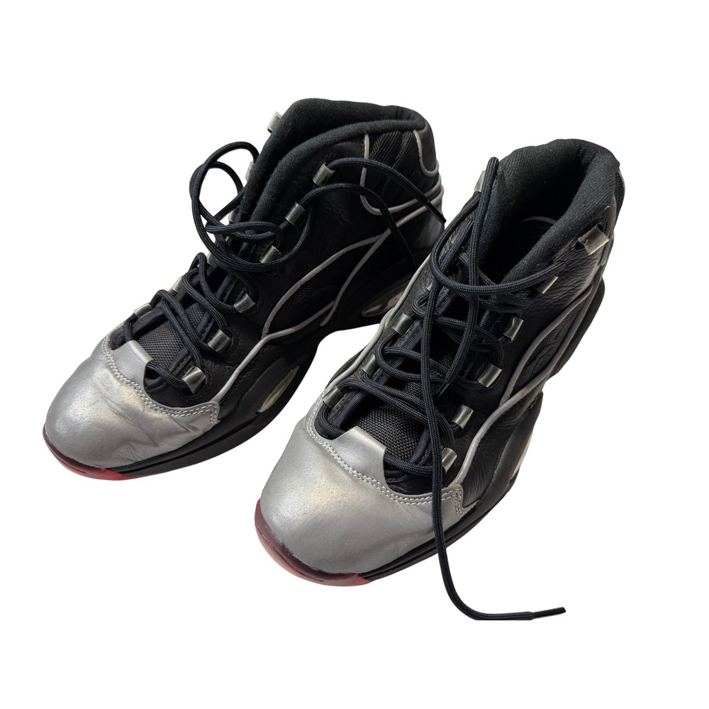 Reebok Question Mid Allen Iverson Black Metallic Silver Red Sneakers